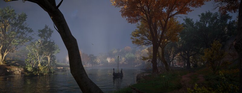 Viking Longship on River