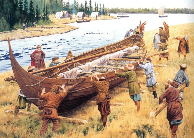 Viking longship on shore