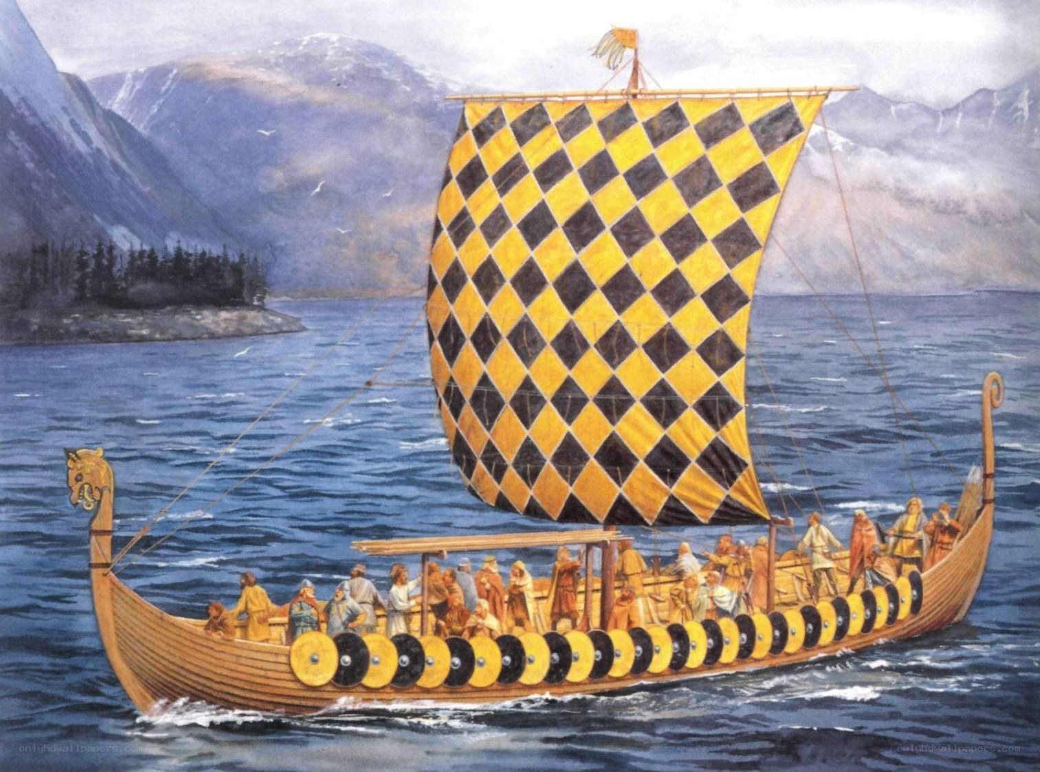 Viking longship on the water