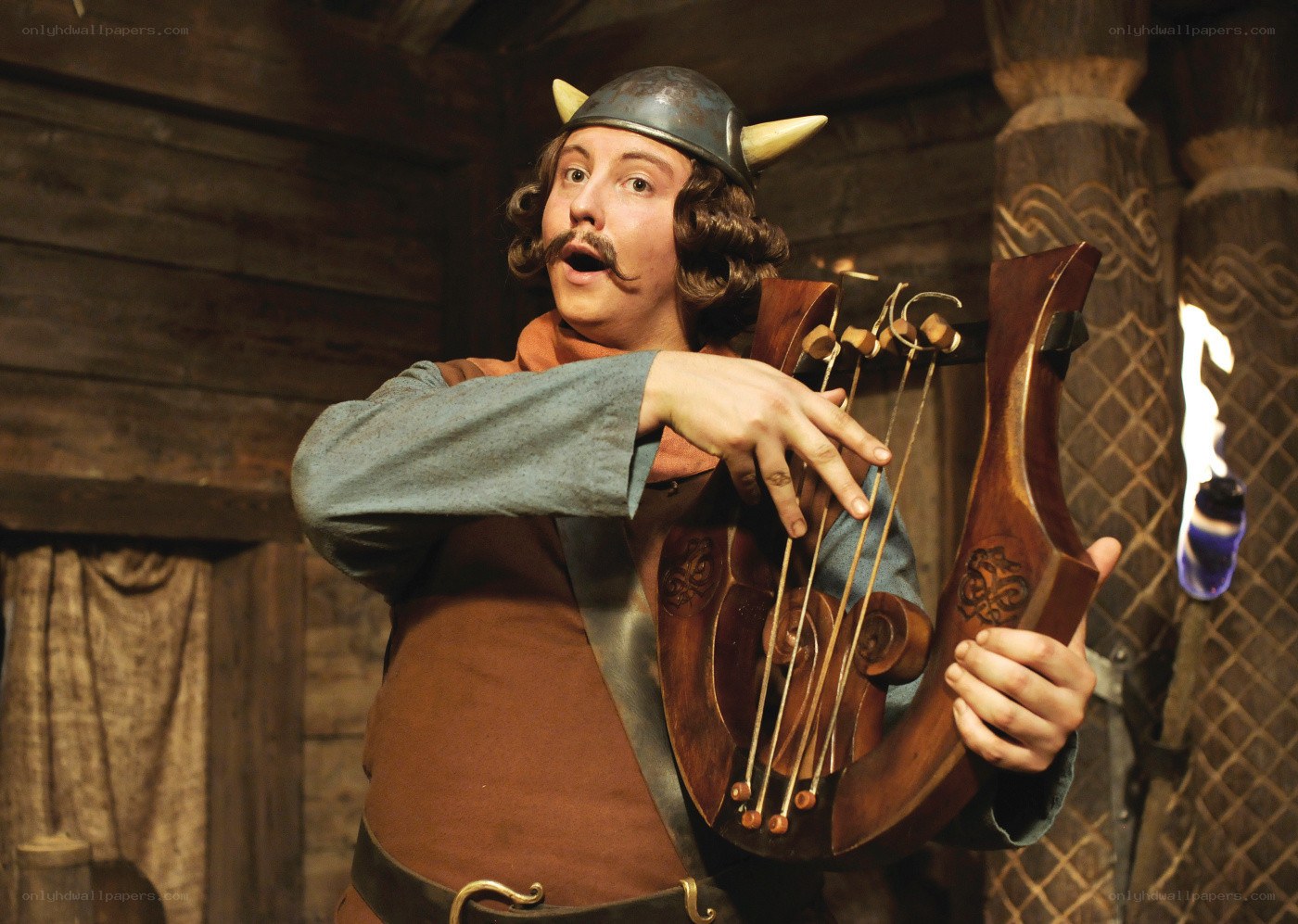 Viking musician playing harp