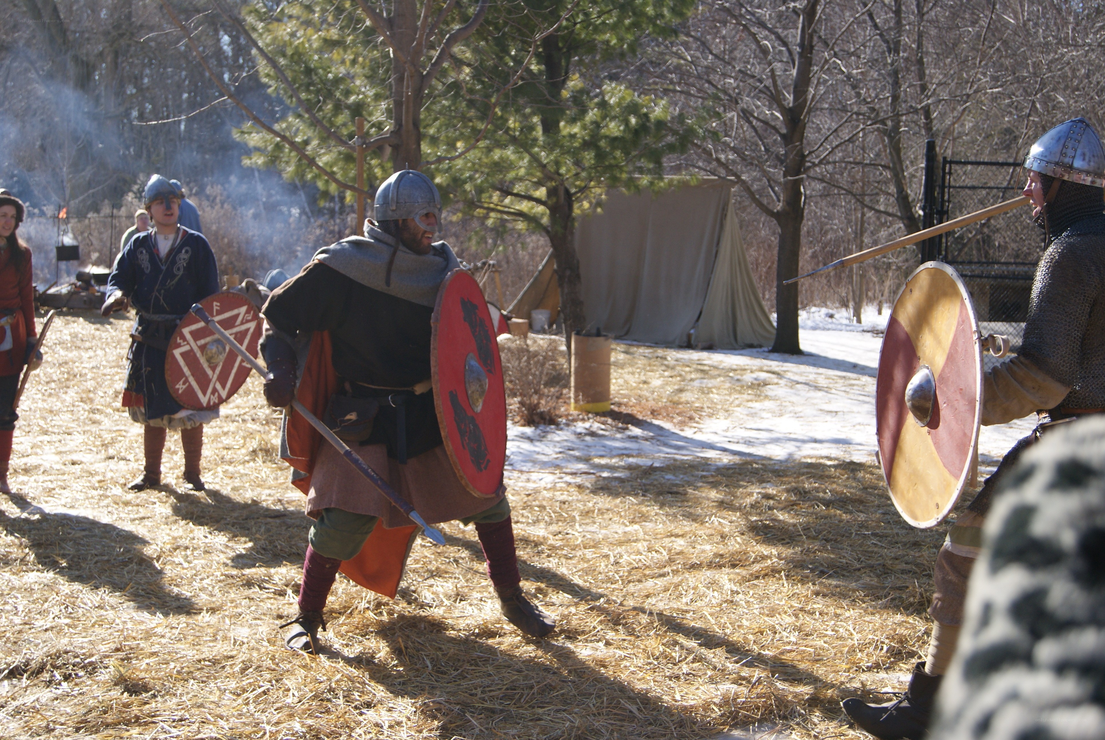 Viking reenactment battle scene