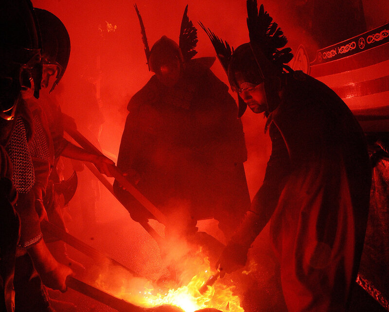 Viking reenactment with fire