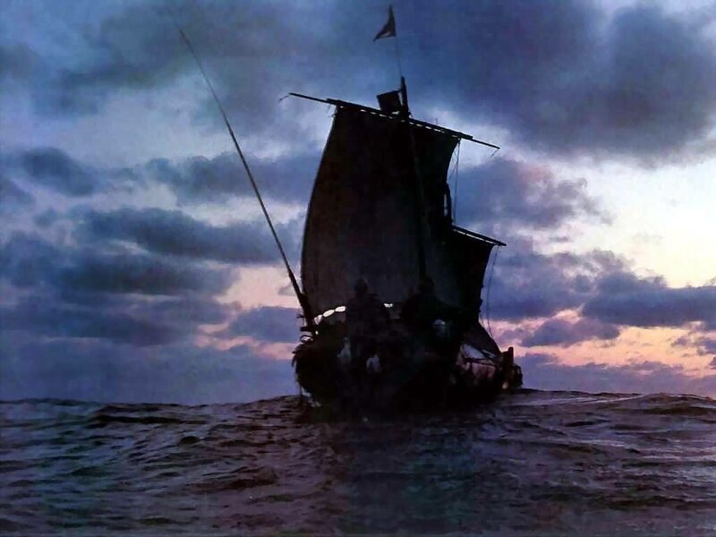 Viking ship at dusk