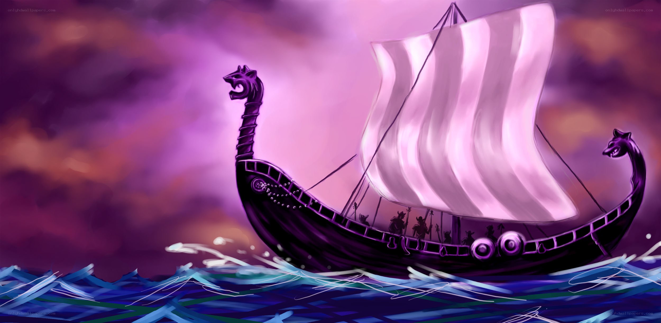 Viking ship at sea