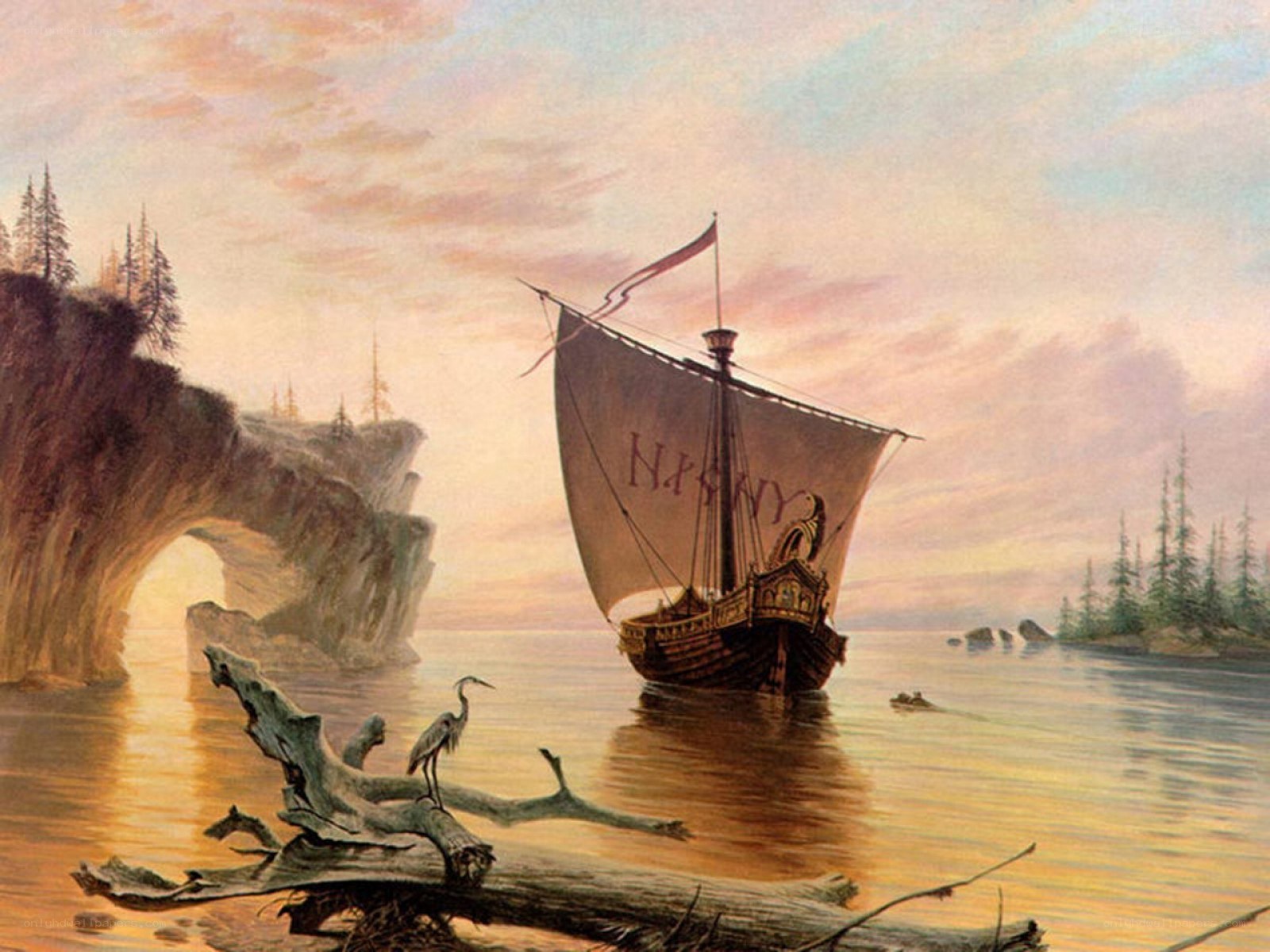Viking ship at sunset