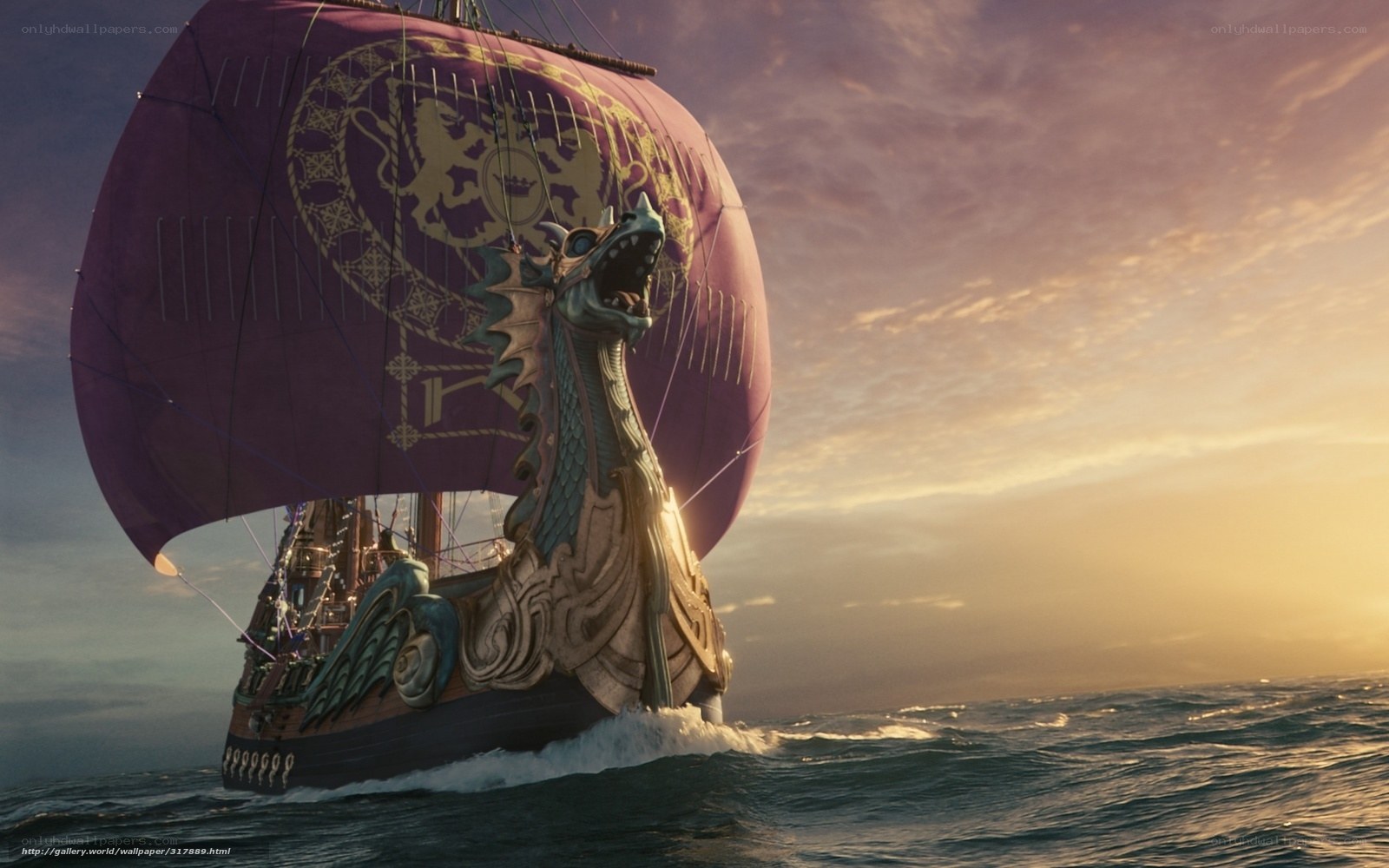 Viking ship at sunset