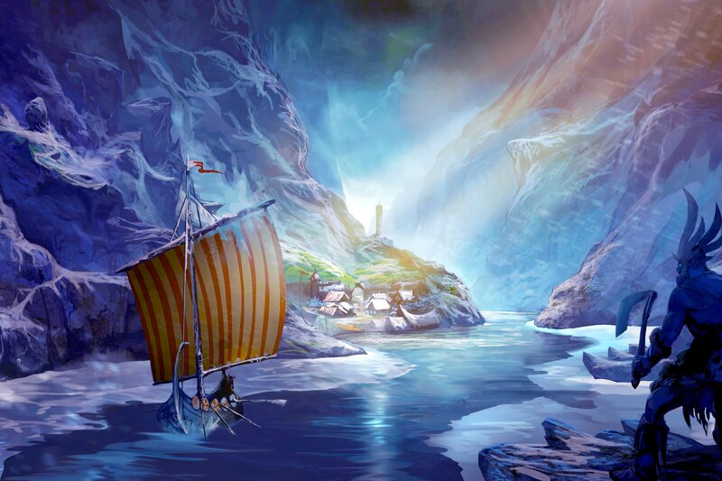 Viking Ship in Fjord