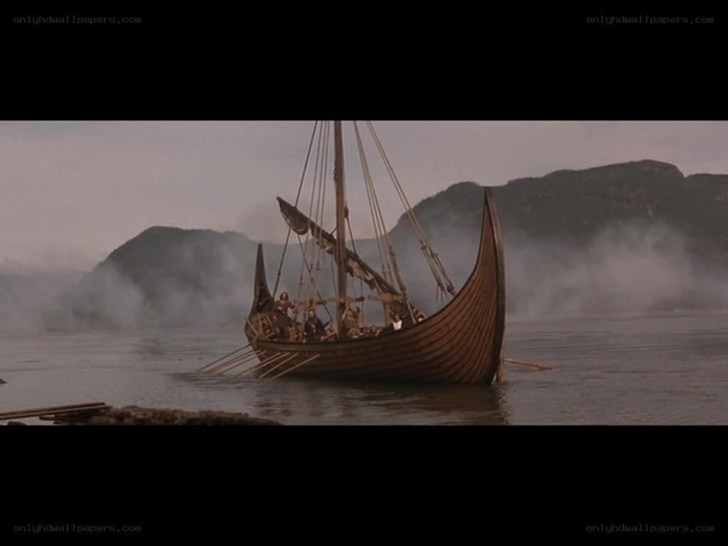 Viking ship in misty waters