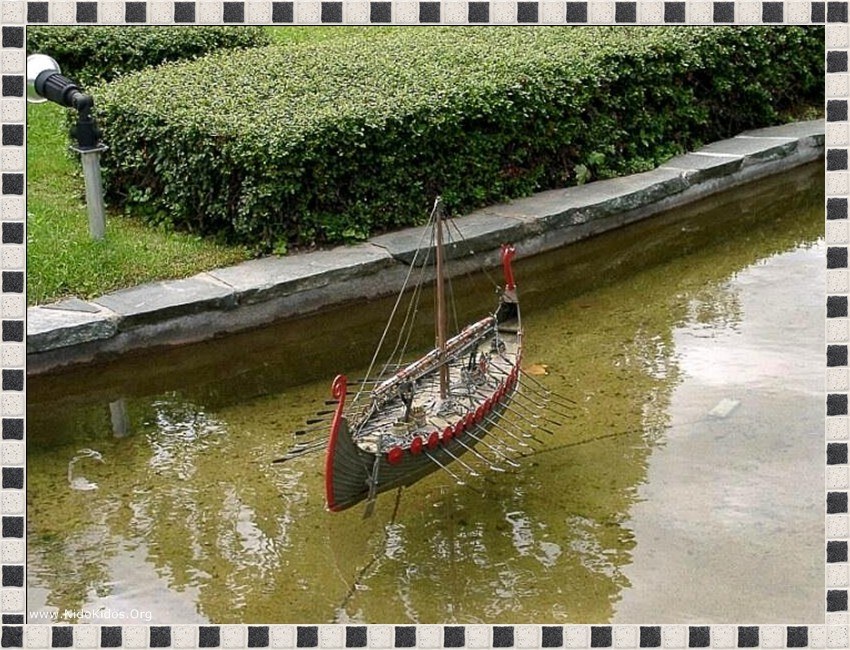 Viking ship model in canal