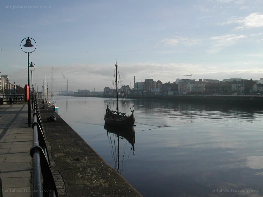 Viking ship on a calm river