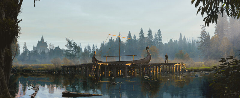 Viking Ship on Dock