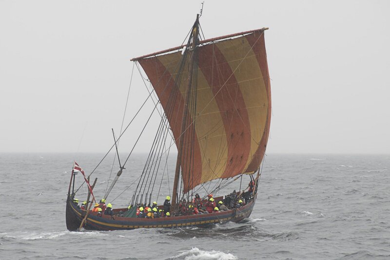 Viking ship sailing on the sea