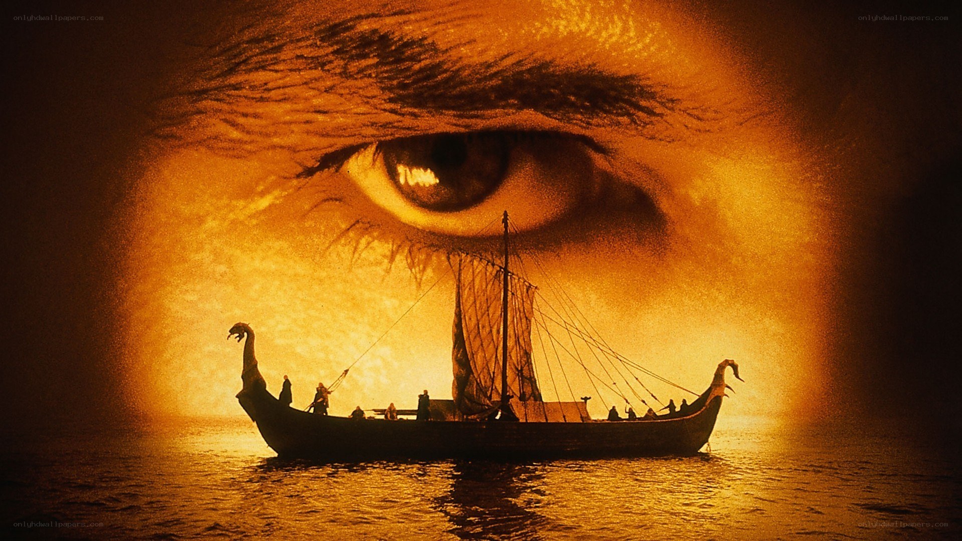 Viking ship under giant eye