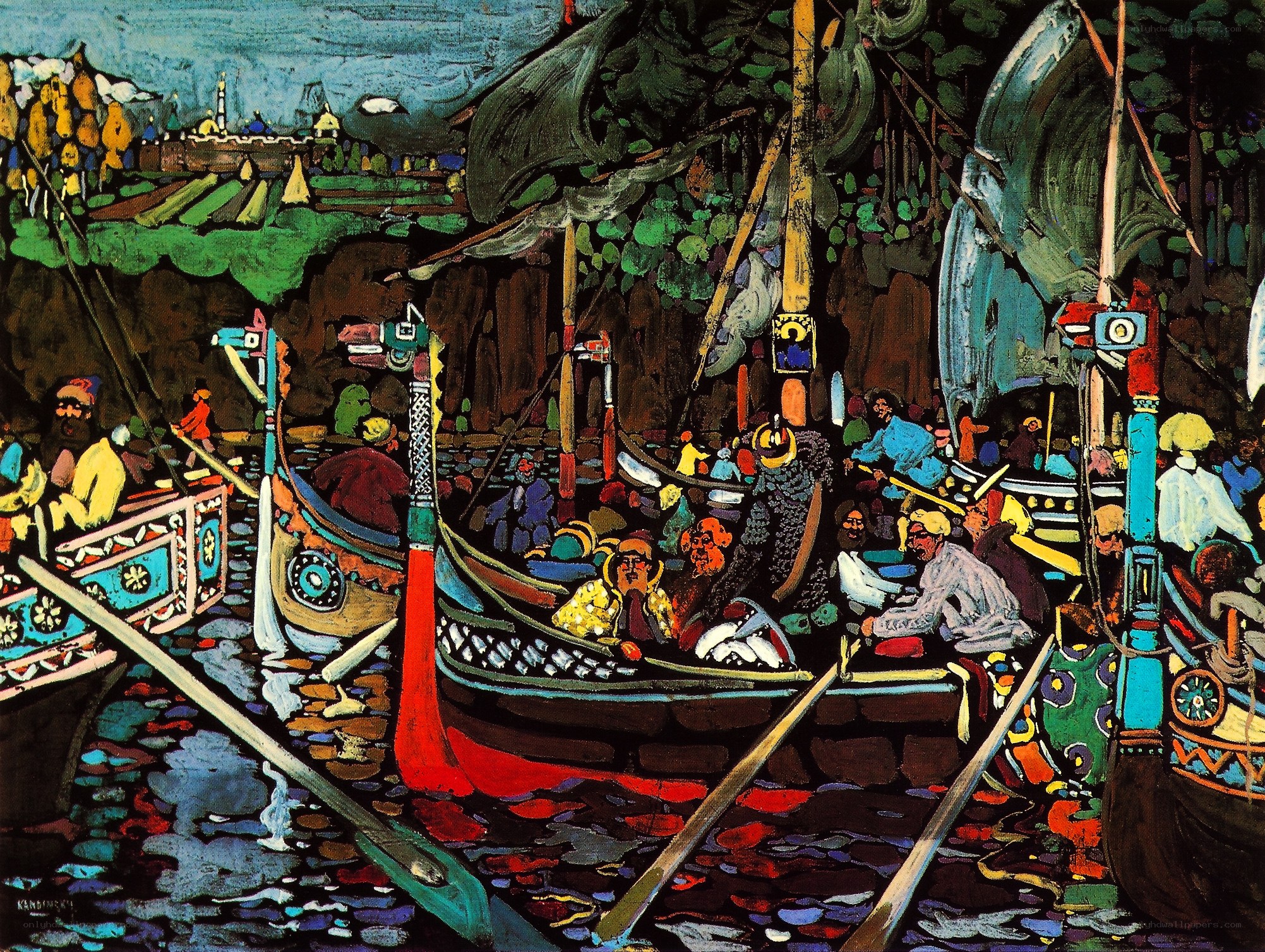 Viking ships in a river scene