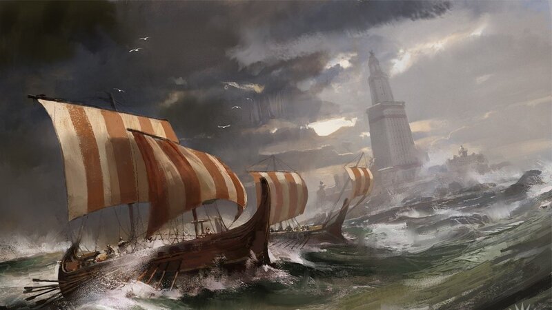 Viking Ships in Storm