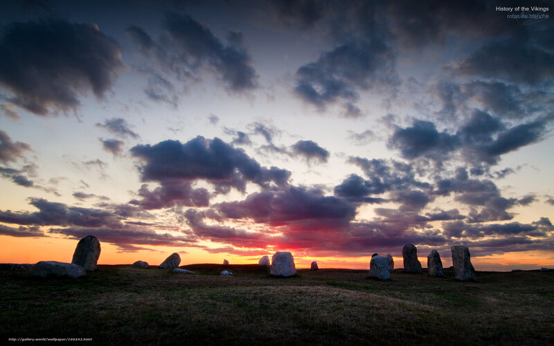 Viking stone circle at sunset