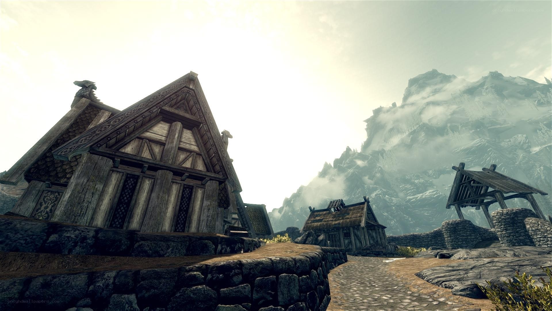 Viking-style village in mountains