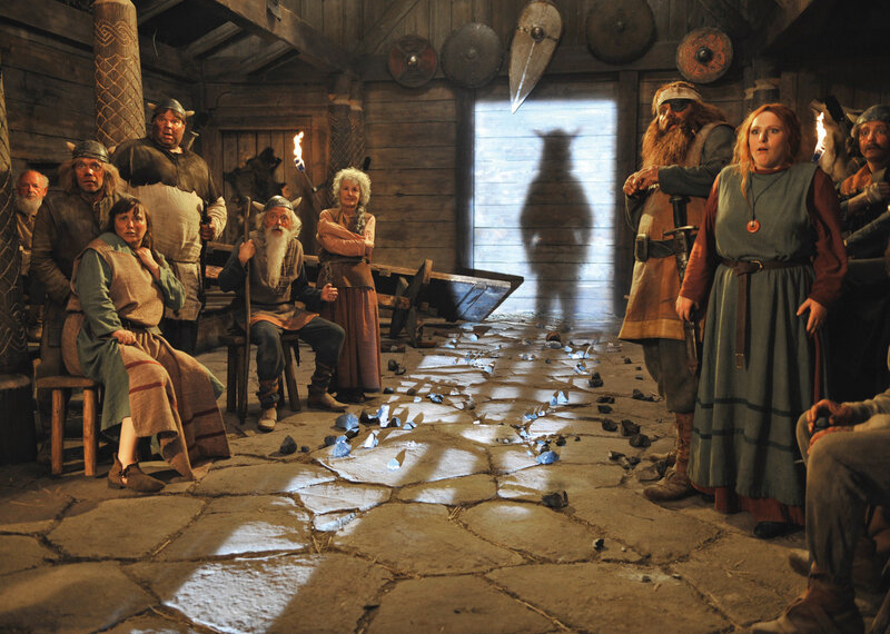 Viking villagers in a hall