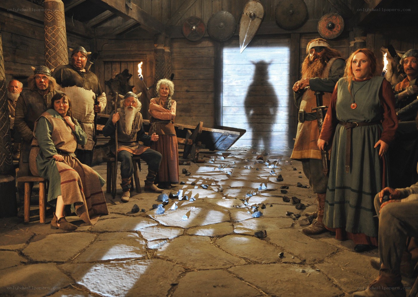 Viking villagers in a hall