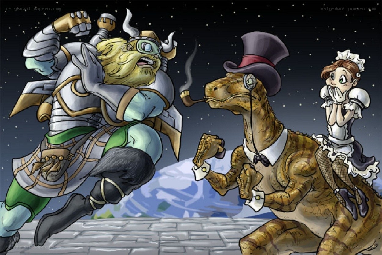 Viking vs dinosaur in space