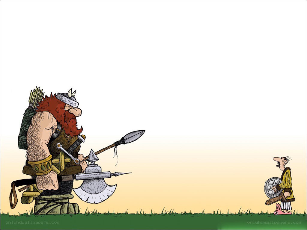Viking vs. knight cartoon