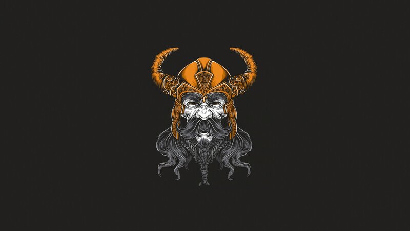 Viking Warrior Head — Black, Dramatic