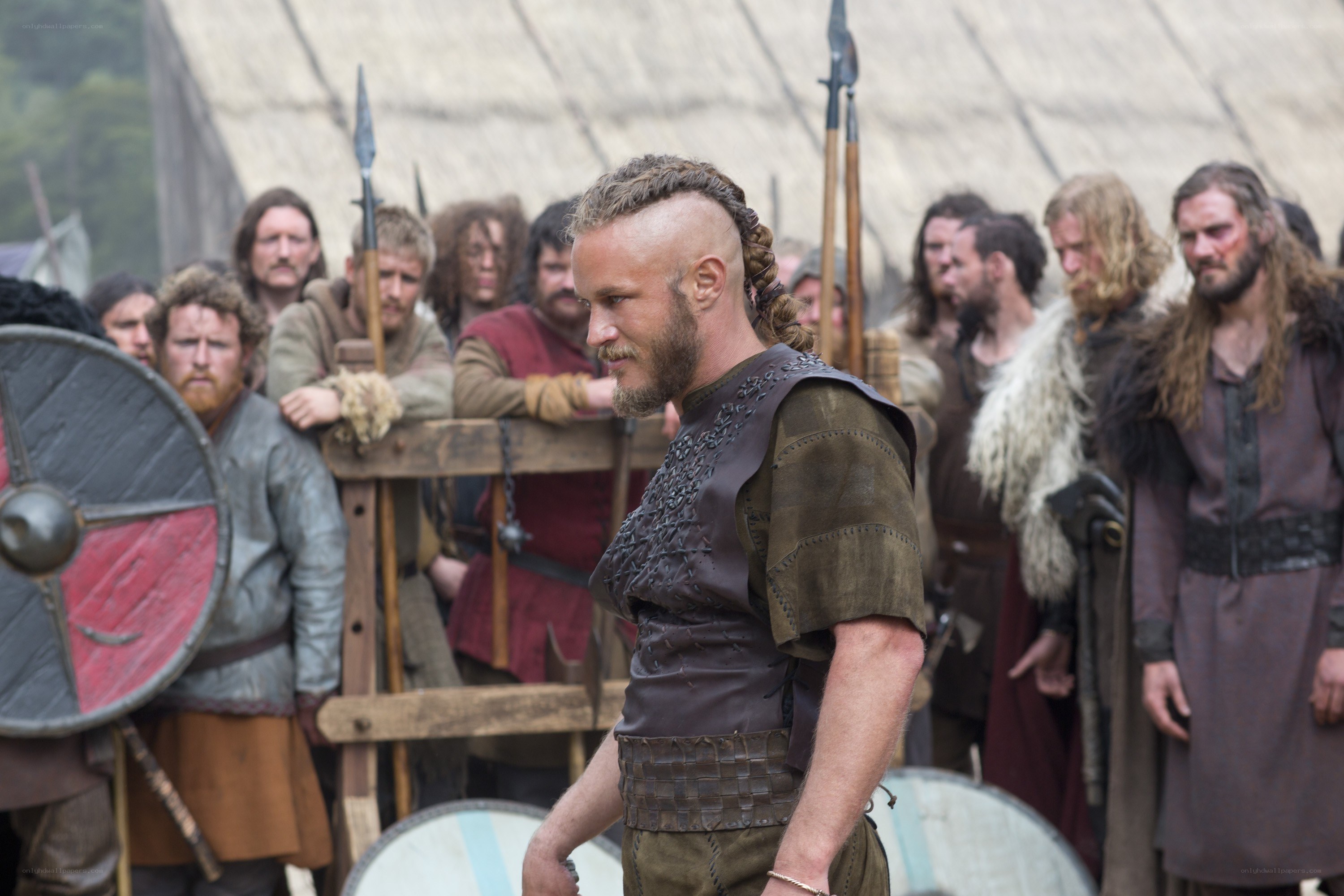 Viking warrior in a village