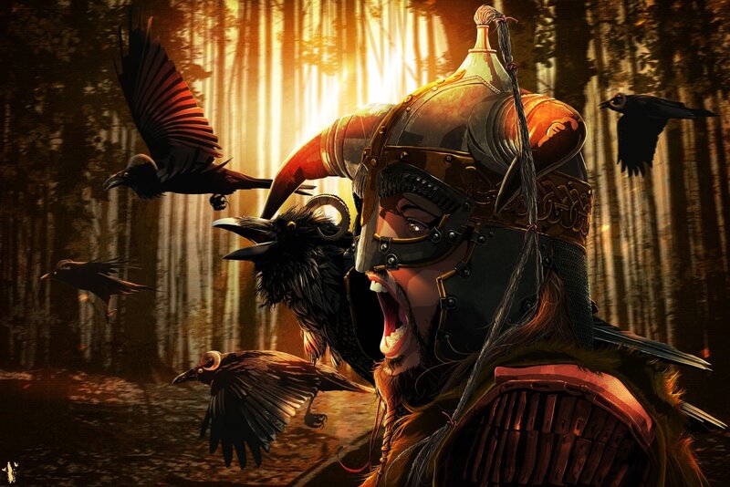 Viking warrior in forest
