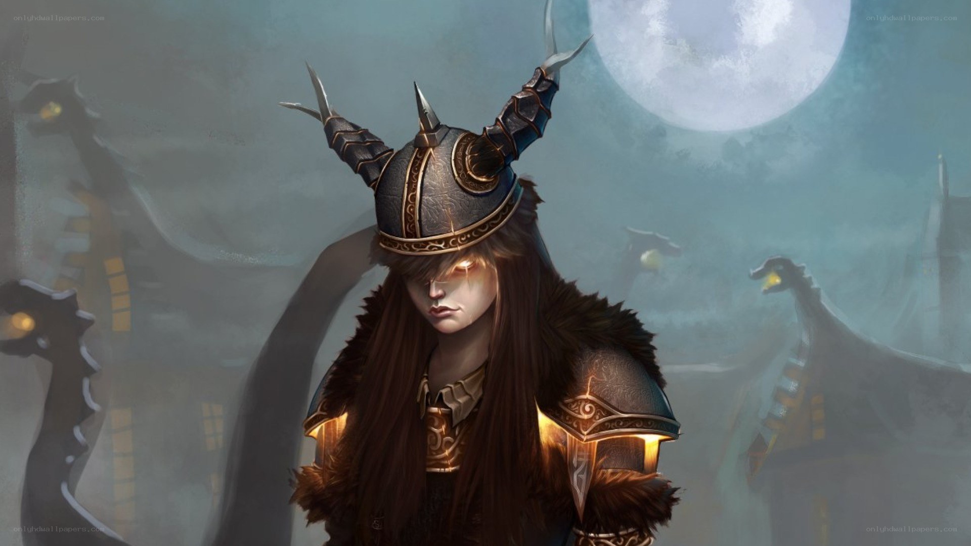 Viking warrior in moonlight