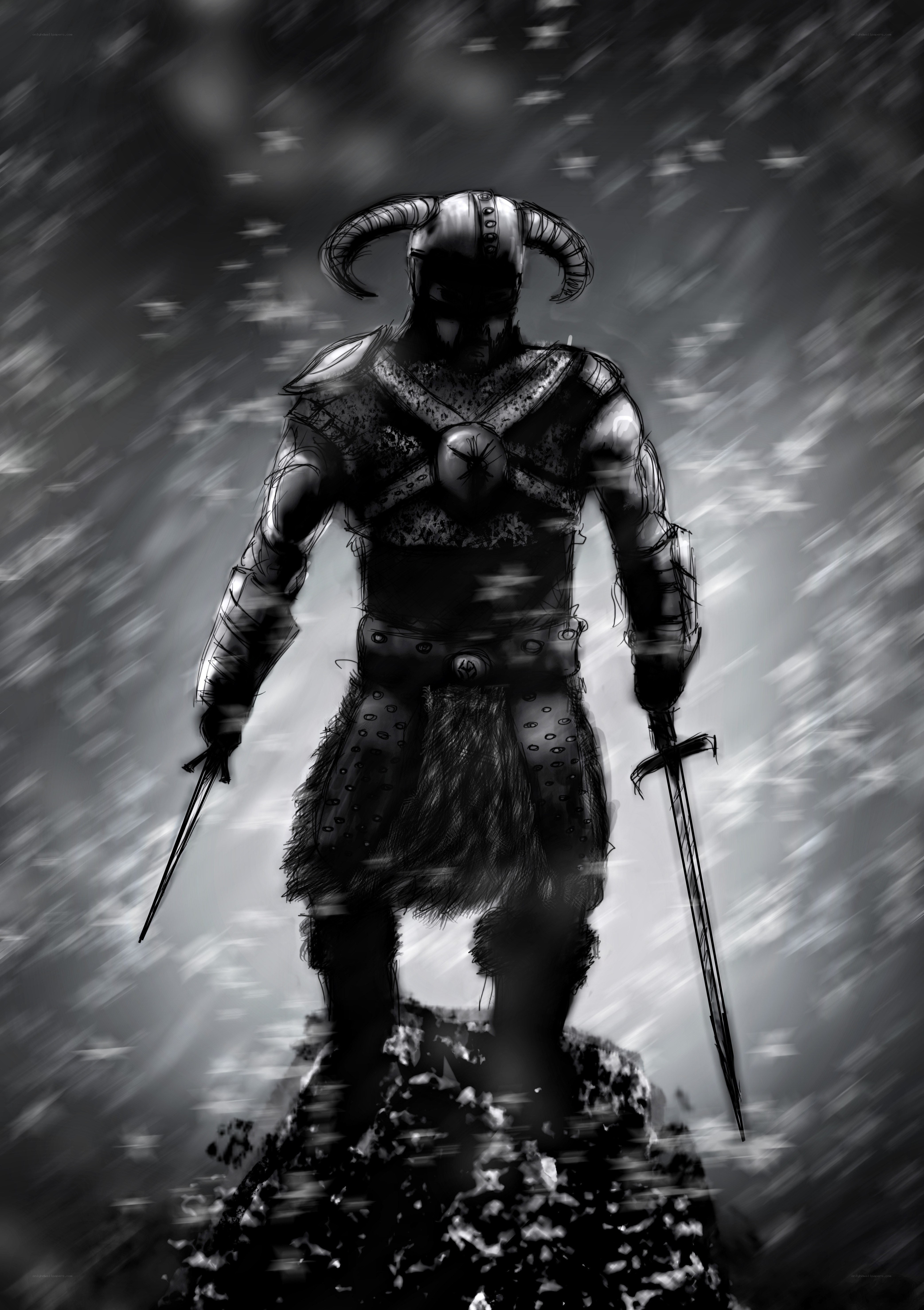 Viking warrior in storm