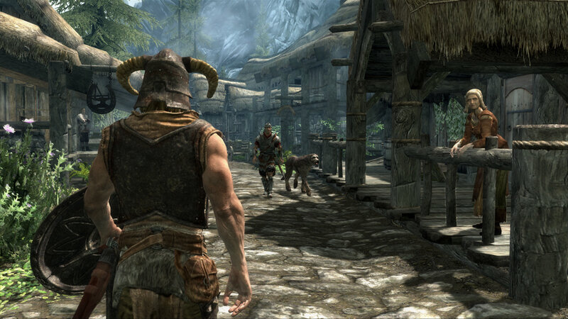 viking warrior in village