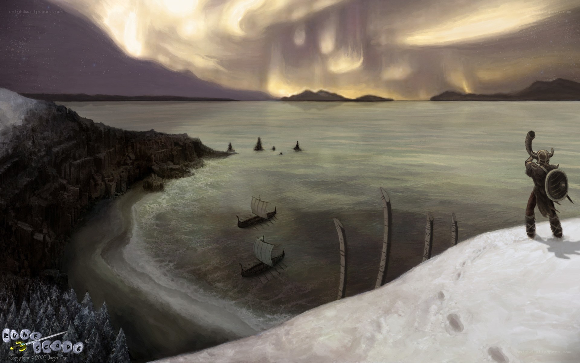 Viking warrior on a snowy shore
