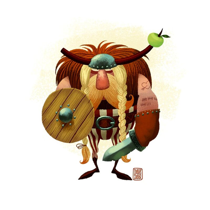 viking warrior with apple