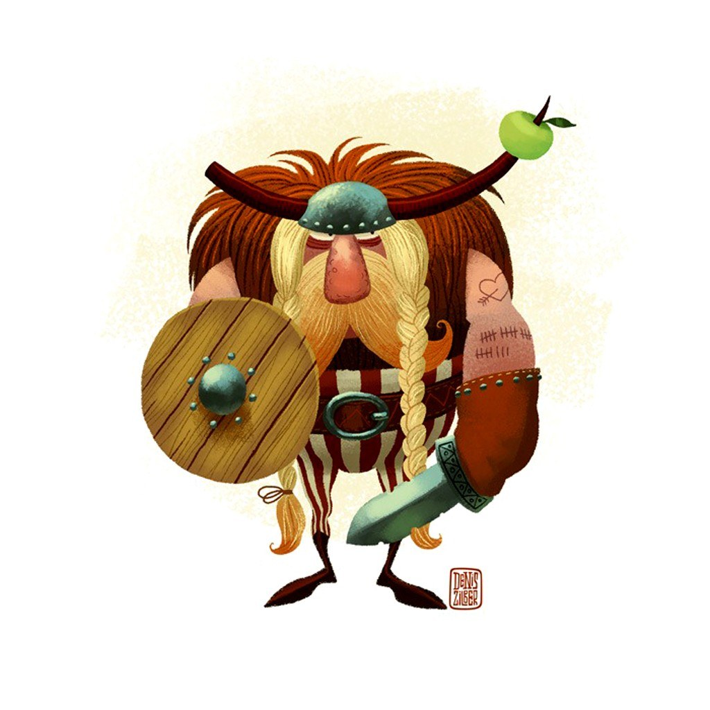 viking warrior with apple