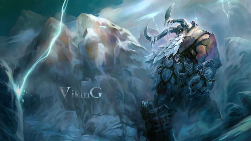 Viking Warrior with Axe — Blue, Dramatic