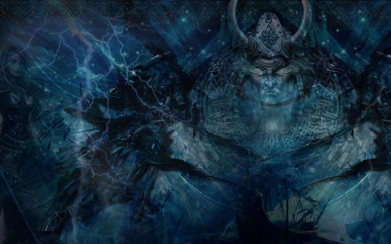 Viking warrior with lightning