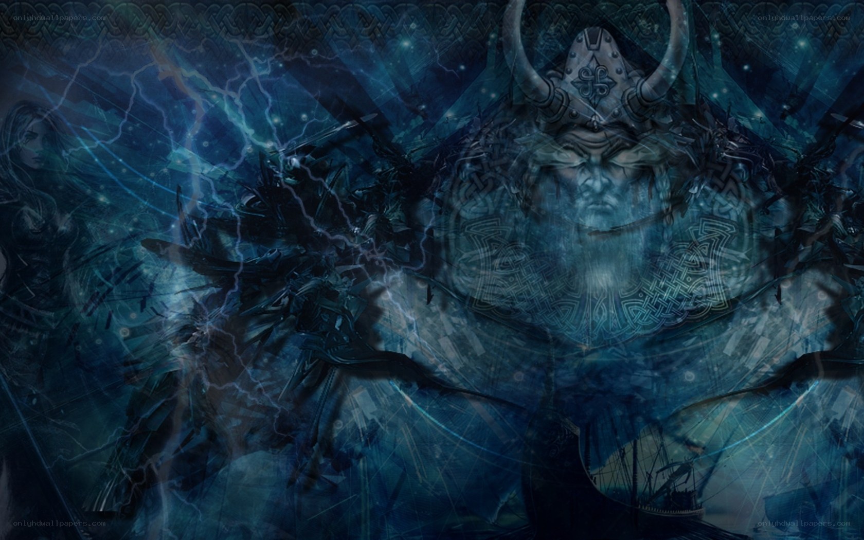 Viking warrior with lightning