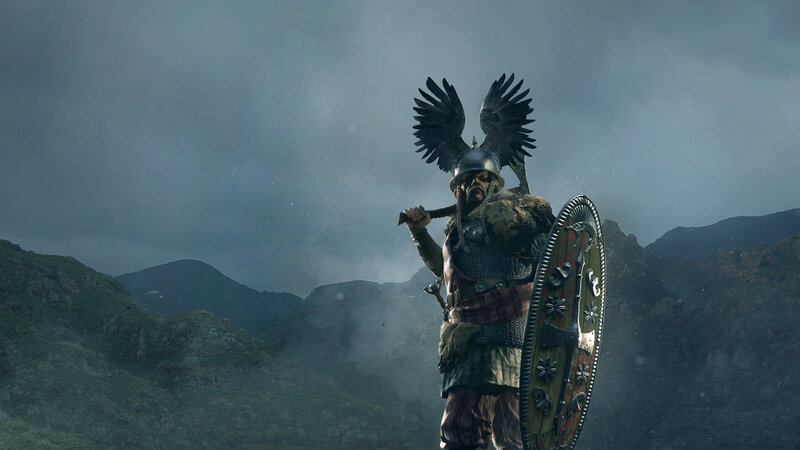 Viking Warrior with Shield — Gray
