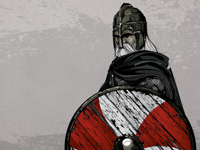 Viking Warrior with Shield — Red