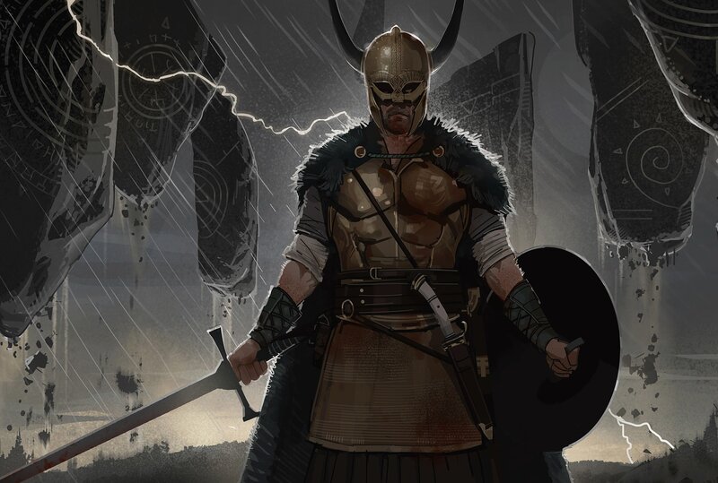 Viking Warrior with Sword — Gray