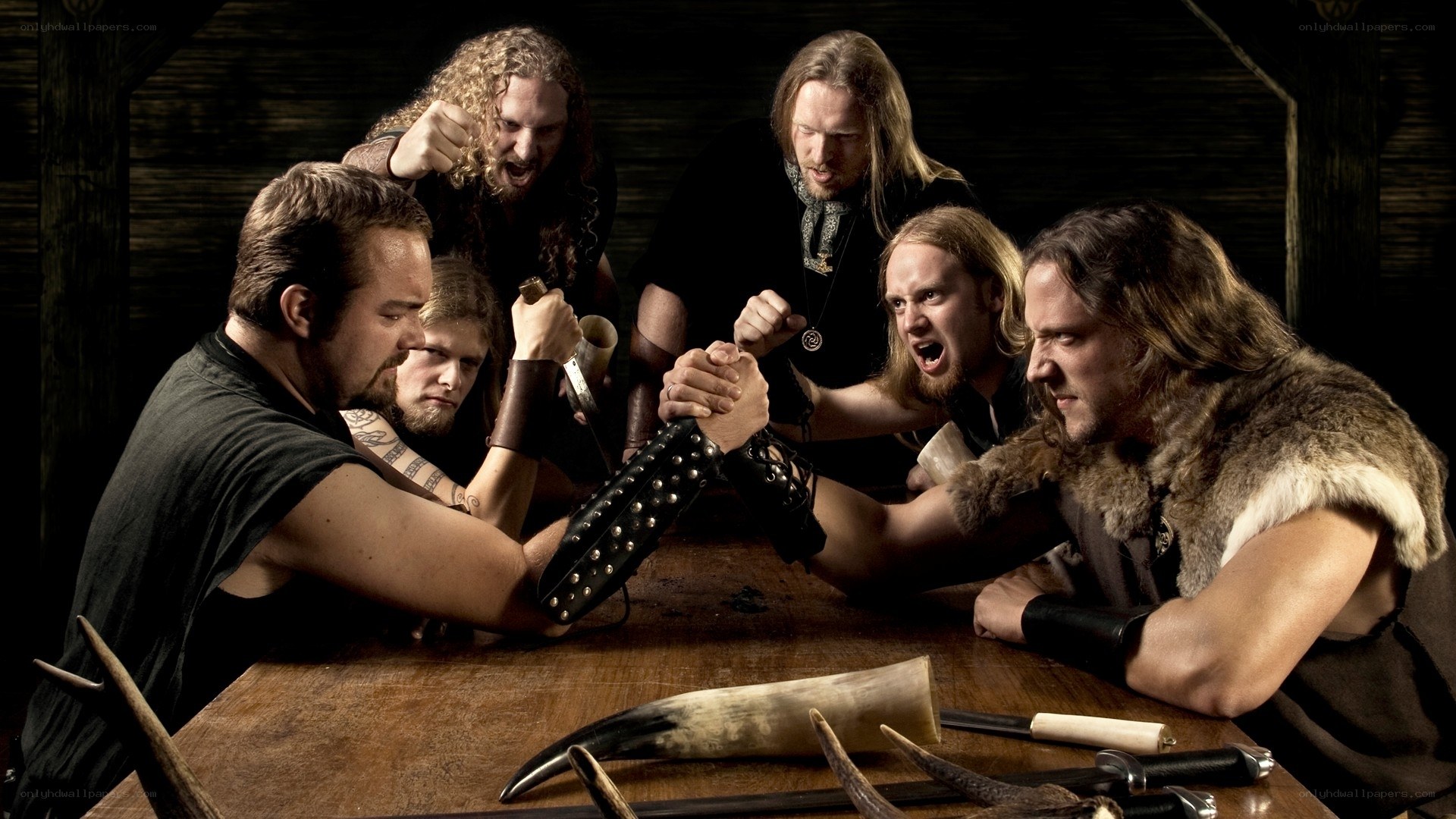 Viking warriors arm wrestling