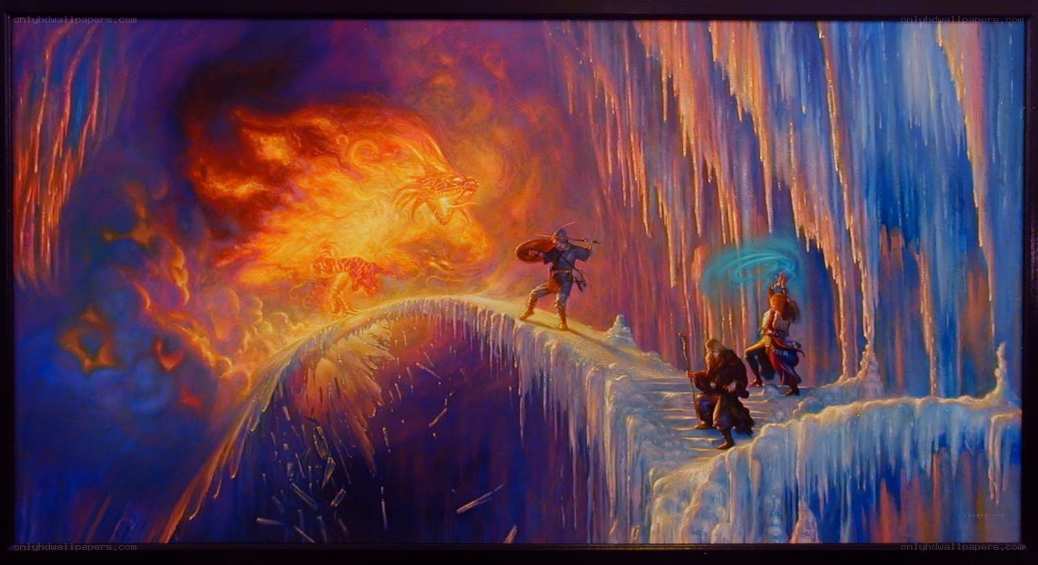 Viking warriors face fire dragon