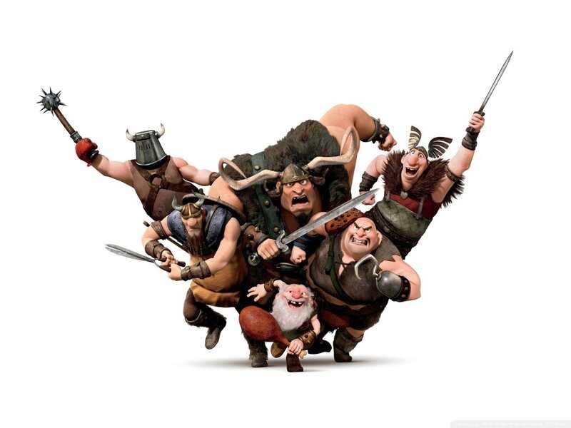 Viking warriors in action