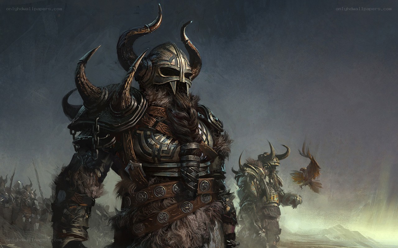 Viking warriors in battle