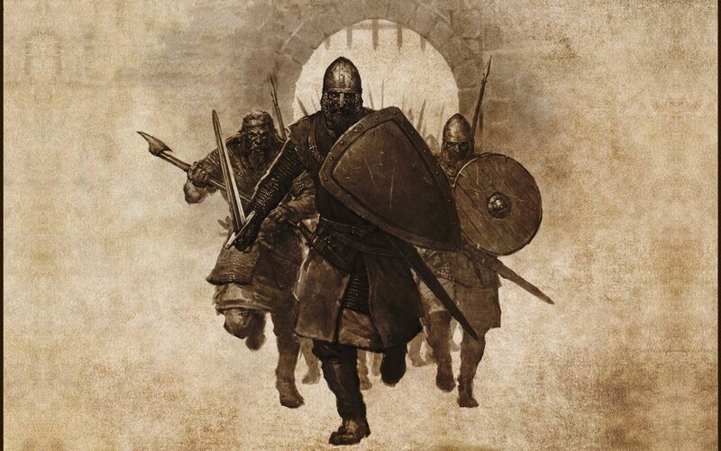Viking warriors in battle