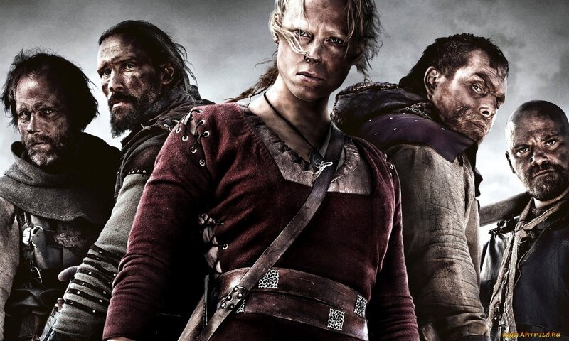 Viking warriors in battle gear