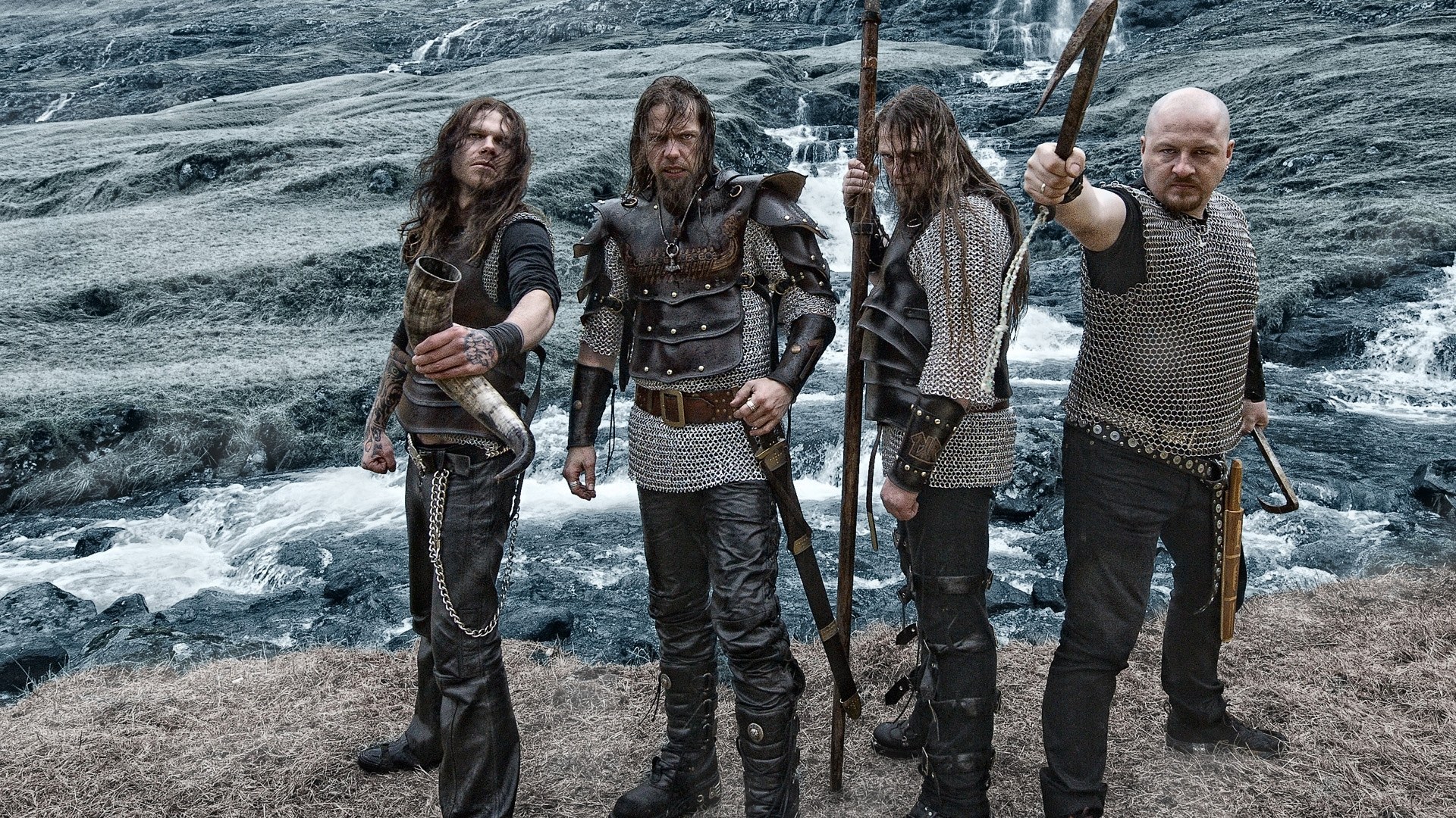 Viking warriors in battle gear