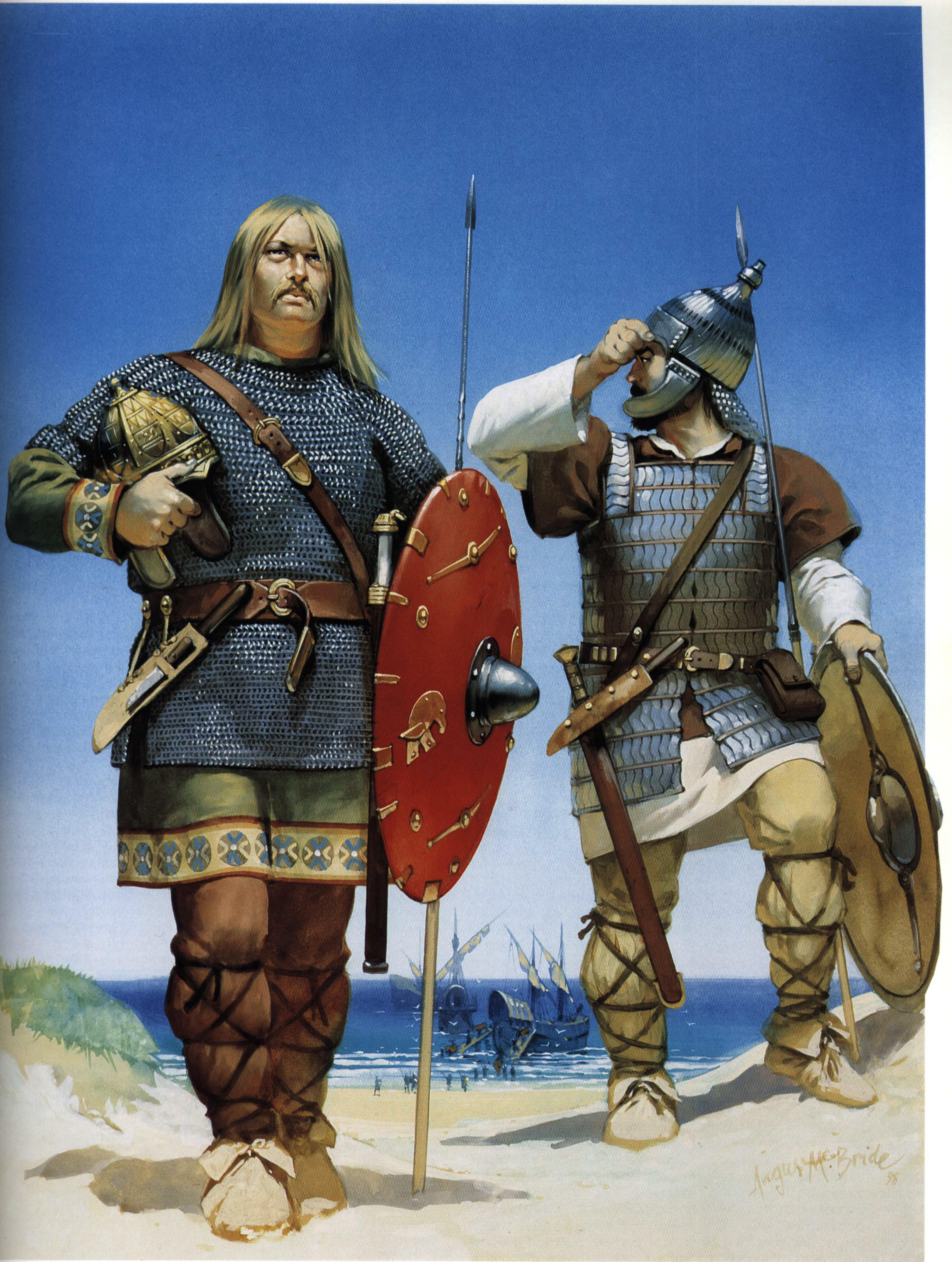Viking warriors on a beach