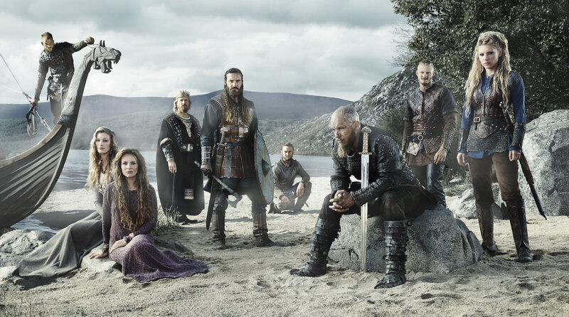 Viking Warriors on Beach — Gray, Dramatic