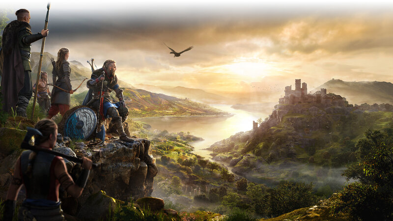 Viking Warriors on Cliff